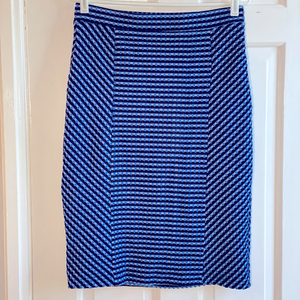 Maeve Black and blue knit midi skirt size medium